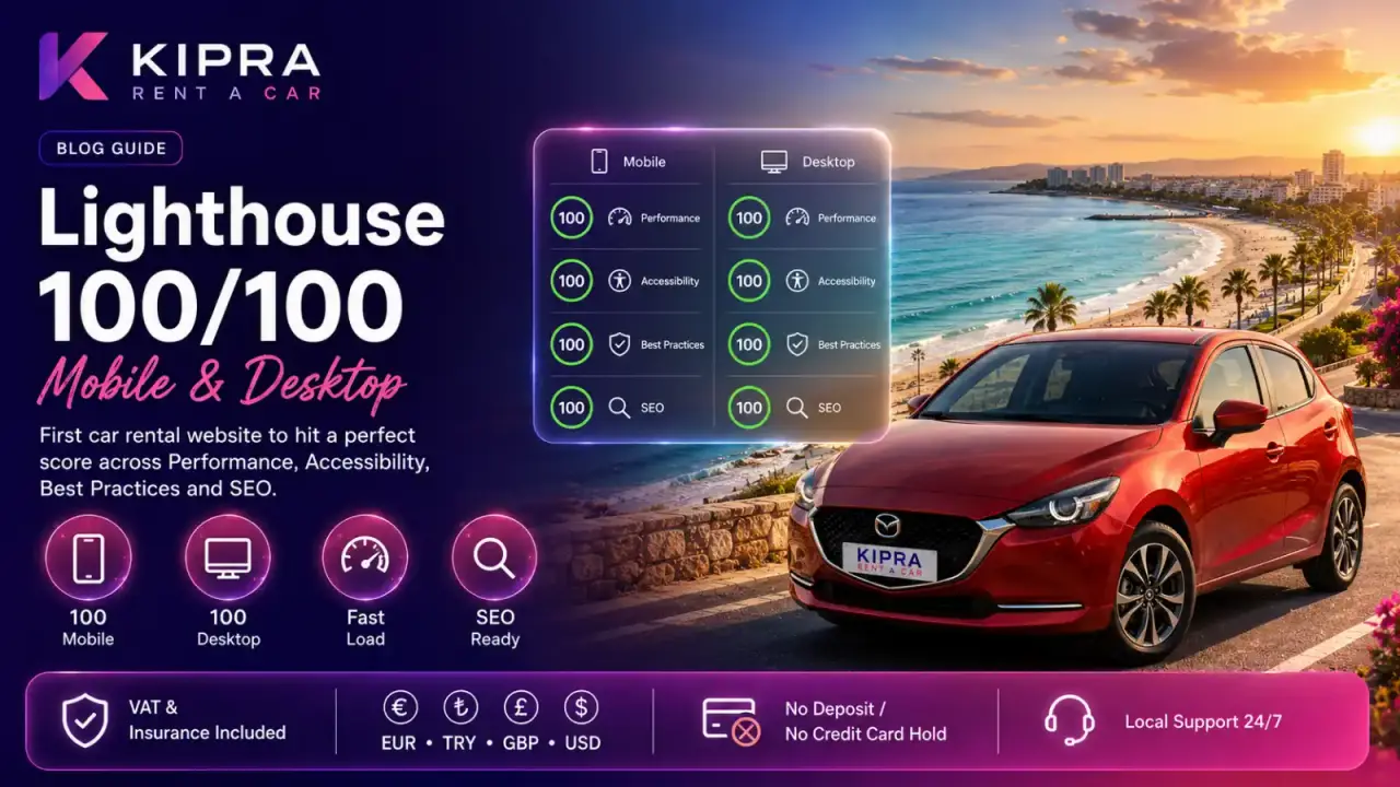 Lighthouse 100/100 on Mobile and Desktop — A First for Car Rental, and Why It Matters for You